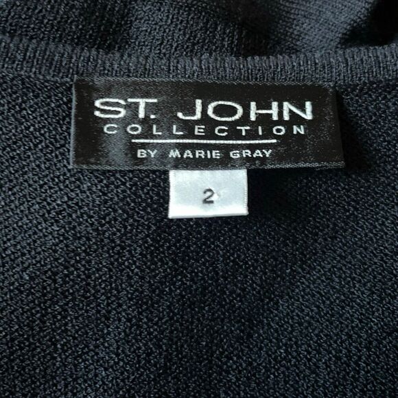 St John Collection By Marie Gray Knit Flutter Sleeve Ruffle Hem Dress Black US 2 - Picture 11 of 11